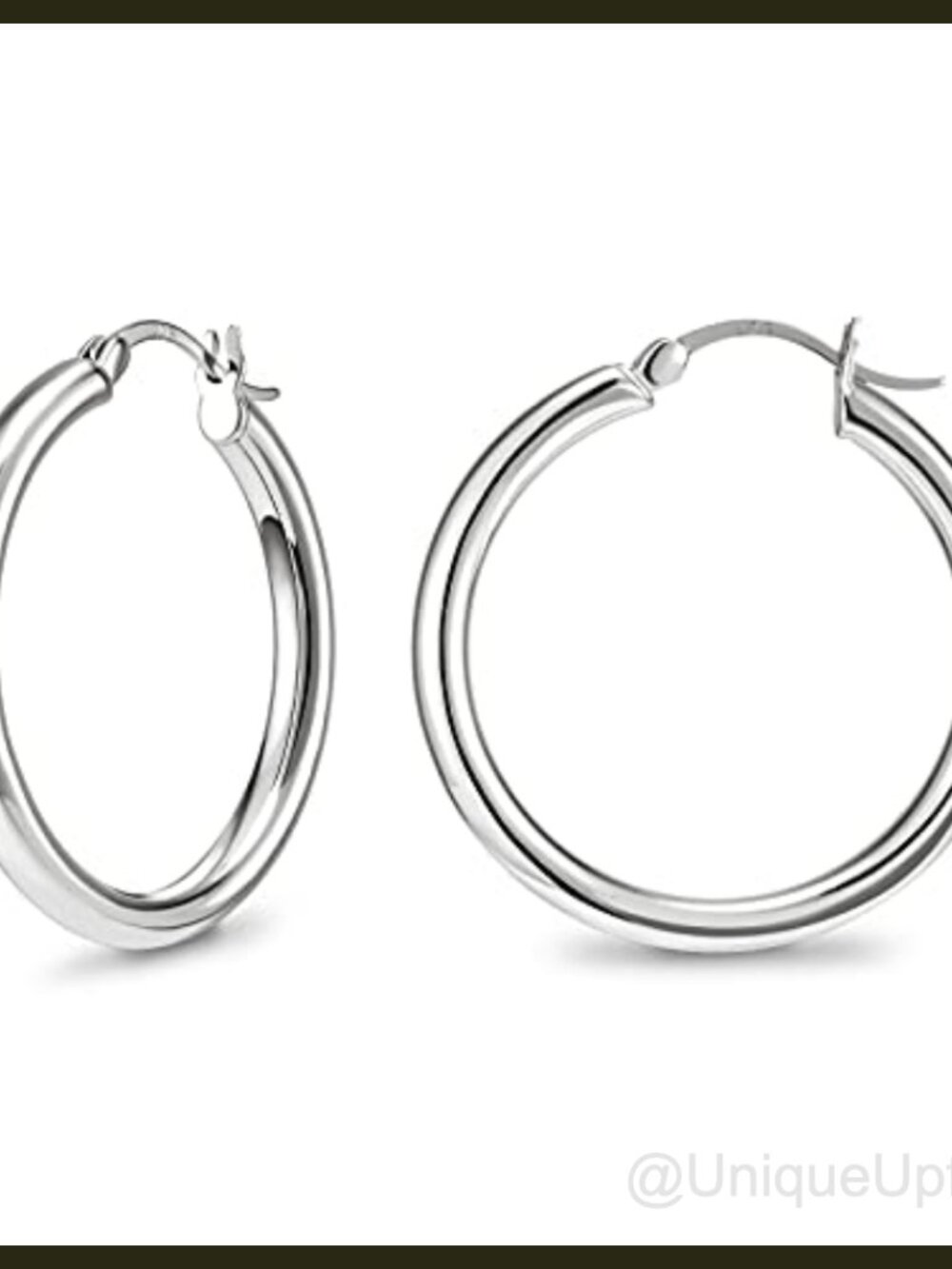 Chunky Hoop Earrings 925 Sterling Silver Post White Gold Plated Huggie
